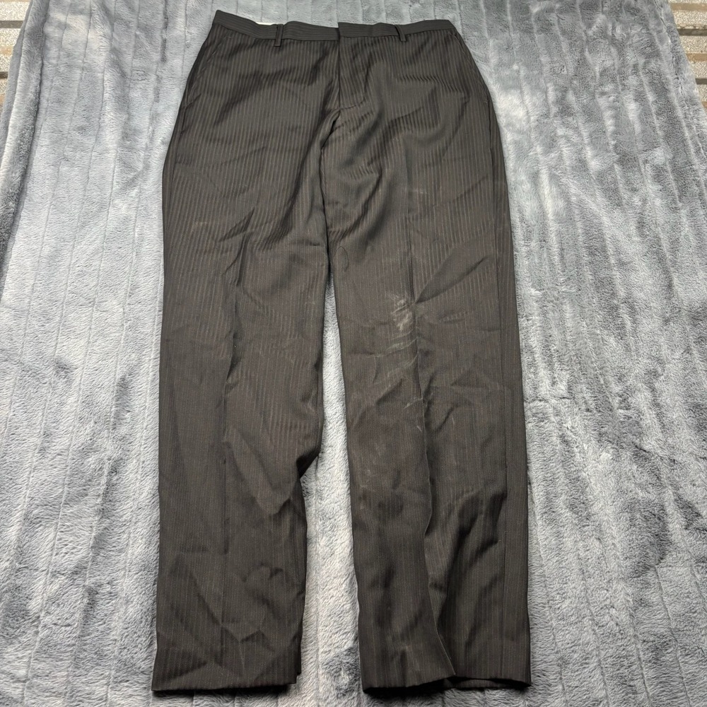 Banana Republic Mens Brown Herringbone Pinstripe Wool Blend Dress Pants 35x34